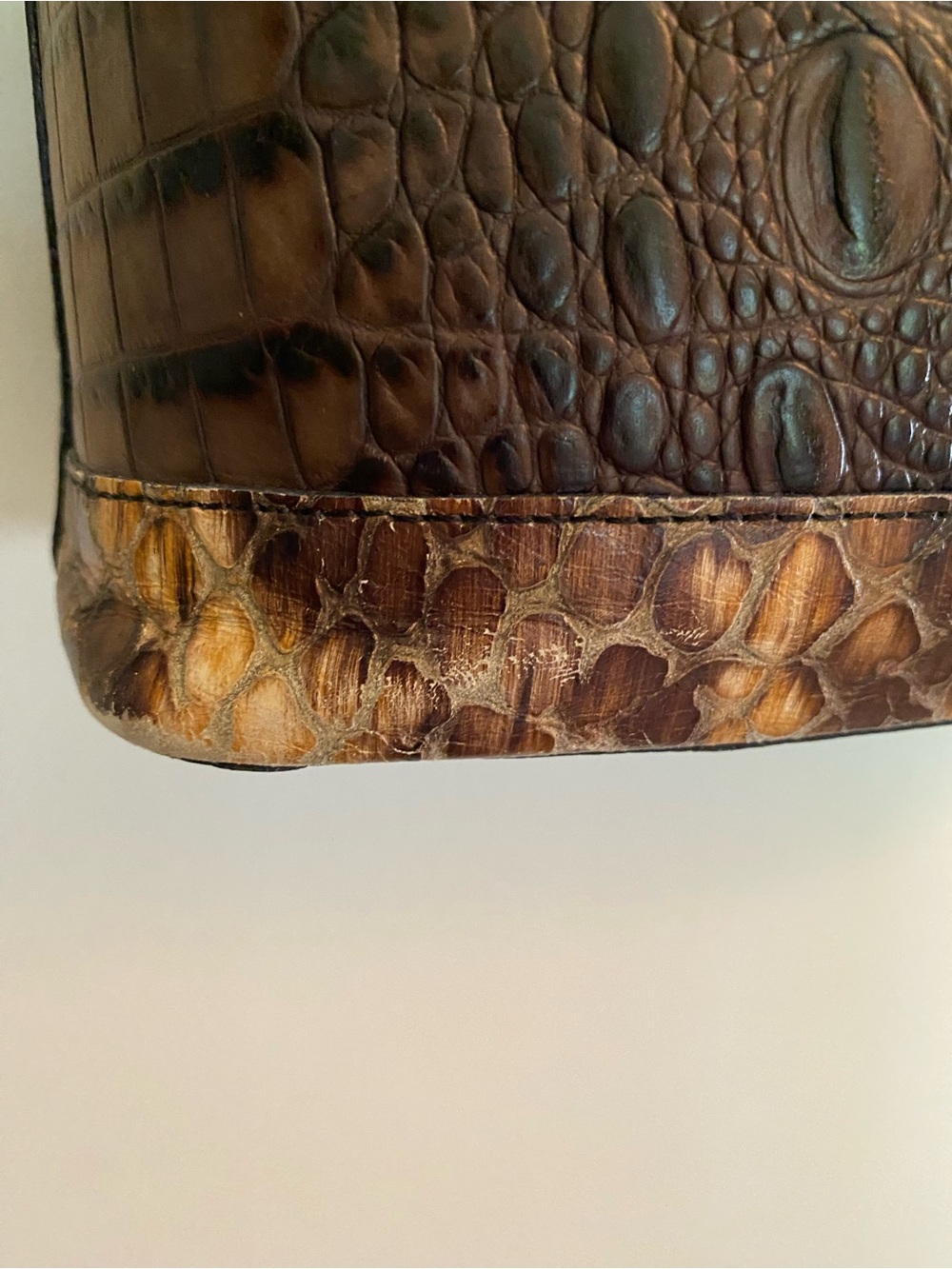 Brahmin Brown Croc-Embossed Shoulder Bag with Gold Medallion - Picture 6 of 7